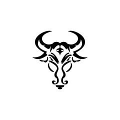 Bull head logo vector. Buffalo head icon, on white background.