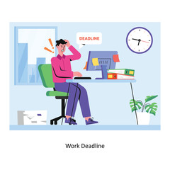 Work Deadline concept flat style stock illustration with background. EPS 10 File