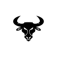 Bull head logo vector. Buffalo head icon, on white background.