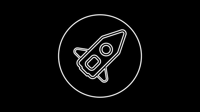 Animated of rocket icon and airplane icon line animation