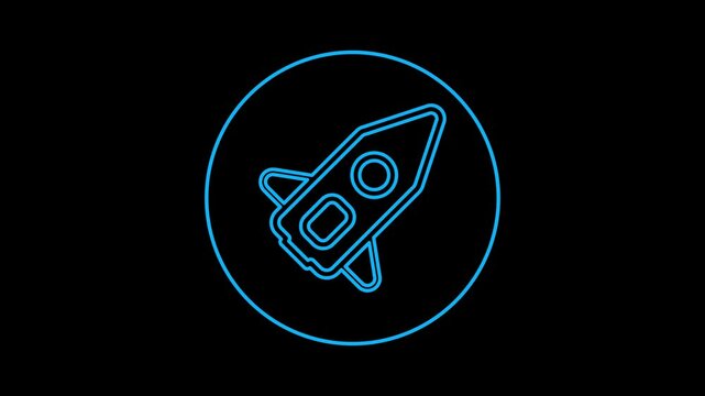 Animated of rocket icon and airplane icon line animation