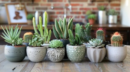 Arrange potted cacti and succulents