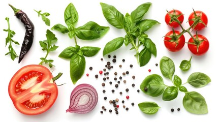 vegetables on white background