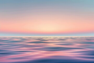 Fototapeta premium serene vector illustration of calm ocean at twilight gentle waves with subtle gradient colors minimalist horizon line and soft sky