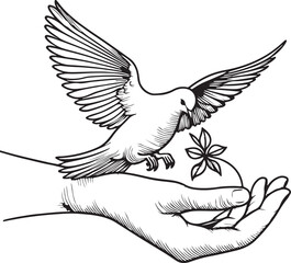 Obraz premium Art & Illustration vector bird black and white image.