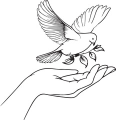 Art & Illustration vector bird black and white image.