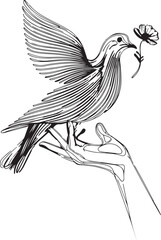 Art & Illustration vector bird black and white image