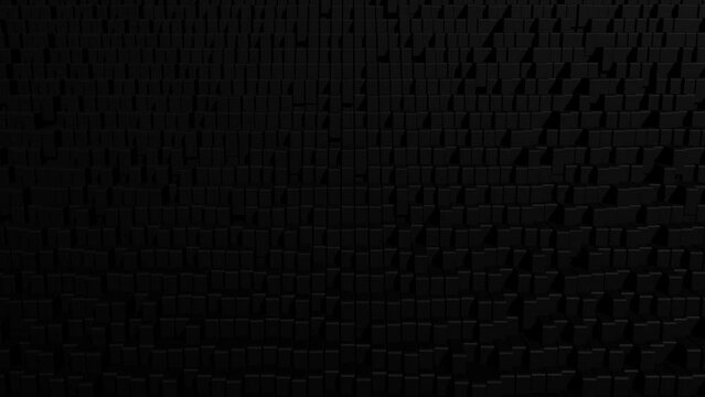 3d abstract geometric creative dark background with looping flowing animation, black columns rise and fall flashing multicolor neon light randomly. Cartoon style. Columns move up and down. VJ loop bg.