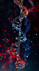 Obraz premium DNA structure with glowing particles on black background