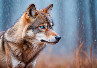 Fototapeta premium Wolf in the Rain.