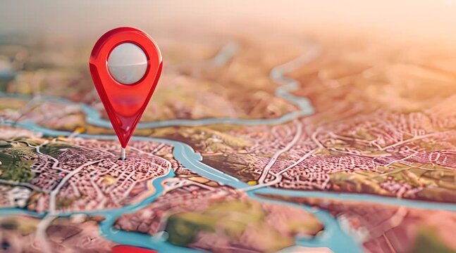 3D Location red pointer online, Search Bar and Pin Isolated pointer on map