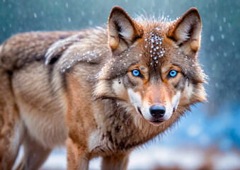 Fototapeta premium Wolf in the Rain.