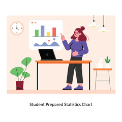 Student Prepared Statistics Chart concept flat style stock illustration with background. EPS 10 File