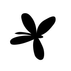Black silhouette of a butterfly isolated on a white background. Vector illustration.