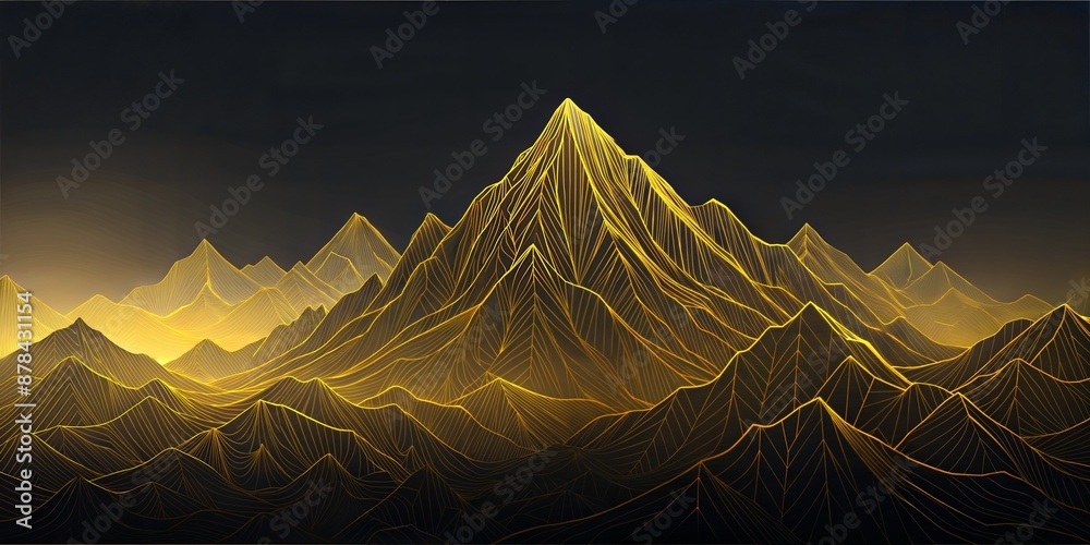 Canvas Prints abstract background with mountains and golden stars