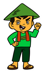 Boy Kid Standing Cartoon Illustration