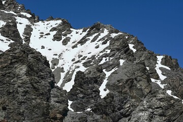 Andes mountain in summer with little snow