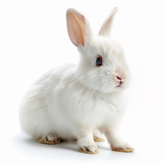 Fototapeta premium Fluffy bunny on a plain white surface