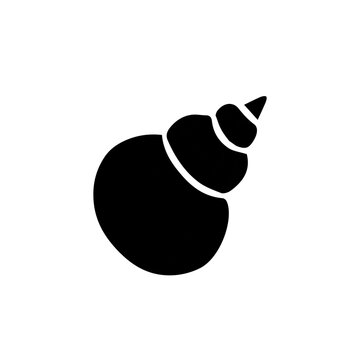 Black silhouette of a seashell isolated on a white background. Vector illustration.