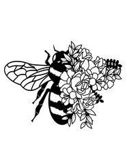 Floral Bee | Honey Making Insect | Bee Farm | Bee Hives | Nectar Sucking Insect | Honey | Floral Insect | Original Illustration | Vector and Clipart | Cutfifle and Stencil
