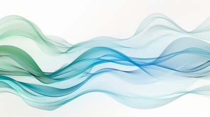Fototapeta premium Flowing blue and green waves move gracefully on a white background, full of energy and movement. Modern, elegant design with bright colors perfect for websites, flyers, and brochures