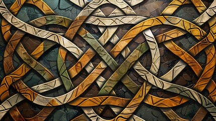 Intricate Celtic knot designs with interwoven lines and rich, earthy tones