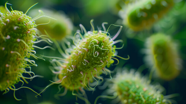 Detailed close-up of a microorganism or bacteria