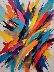 a painting of colorful paint with a brush in it