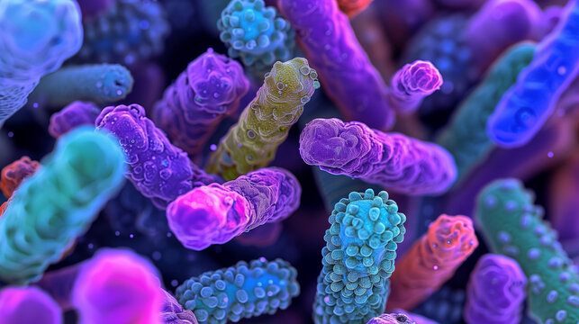 Close-up view of bacteria or probiotics