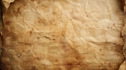 This image depicts an aged piece of vintage paper with visible stains and wrinkles, evoking a sense of history and nostalgia, ideal for backgrounds or antique artistic projects.