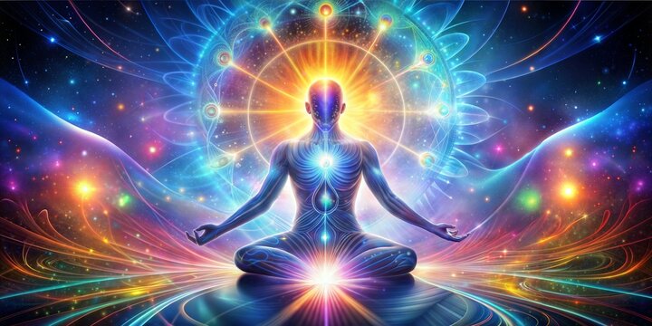 colorful spiritual background with abstract colorful fractal illustration