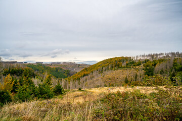 Fototapeta premium Panoramic view over the Harz region, Germany 