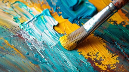 Fototapeta premium A person is painting with a brush on a palette, creating beautiful art