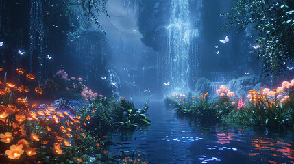 Fototapeta premium Illustration of fantasy forest.