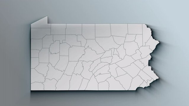 Modern Dynamic White Map of Pennsylvania with Counties