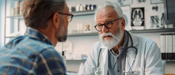 Obraz premium Senior Patient Consulting with Orthopedic Doctor in Minimalist Healthcare Facility
