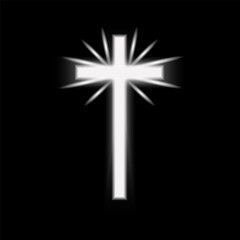 Shining Christian cross. Abstract rays cross for religion