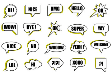 Cartoon comic speech bubble collection. Set of comic speech bubble with halftone. Cartoon cloud collection. Abstract comic speech bubble template