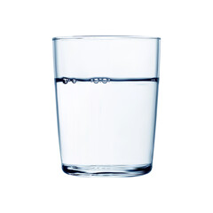 Realistic water glass cup on white background