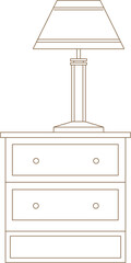 Vector silhouette illustration sketch of detailed design of bedside table furniture in the room