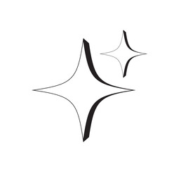 Aesthetic line with stars. Minimalist Futuristic Streetwear. Y2k style. Retro futuristic element. Vector illustration