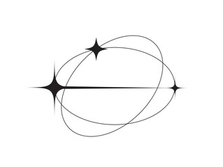 Aesthetic line with stars. Minimalist Futuristic Streetwear. Y2k style. Retro futuristic element. Vector illustration