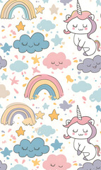 2D illustrator doodle tile patterns with cute graphic designs