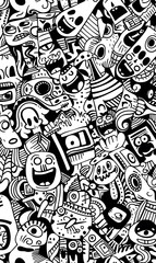 2D illustrator doodle tile patterns with cute graphic designs