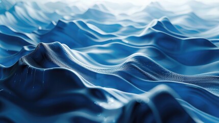 Obraz premium Blue waves in a volumetric design, emphasizing motion and depth in the background