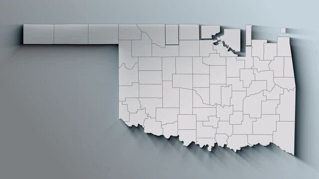 Modern Dynamic White Map of Oklahoma with Counties