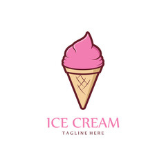 Ice Cream Illustration Logo Template with Simple Vector Concept.