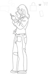 Young woman using smartphone, Young woman using smartphone, Texting messages online. mobile phones during internet communication in live chat. Friends using smartphones, messenger,