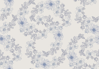 Rose flowers seamless pattern on white background for wrapping paper, print wallpaper and textile