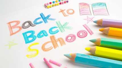 Colorful back to school text with pencils